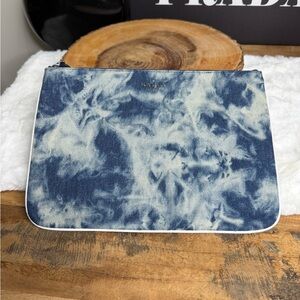 Kate Spade Blue Tie-Dye Denim Zip Pouch